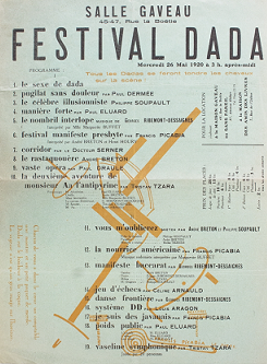 Affiche du Festival Dada à la salle Gaveau